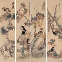 张熊 丙子（1876）年作 仿古花鸟（四幅） 镜心